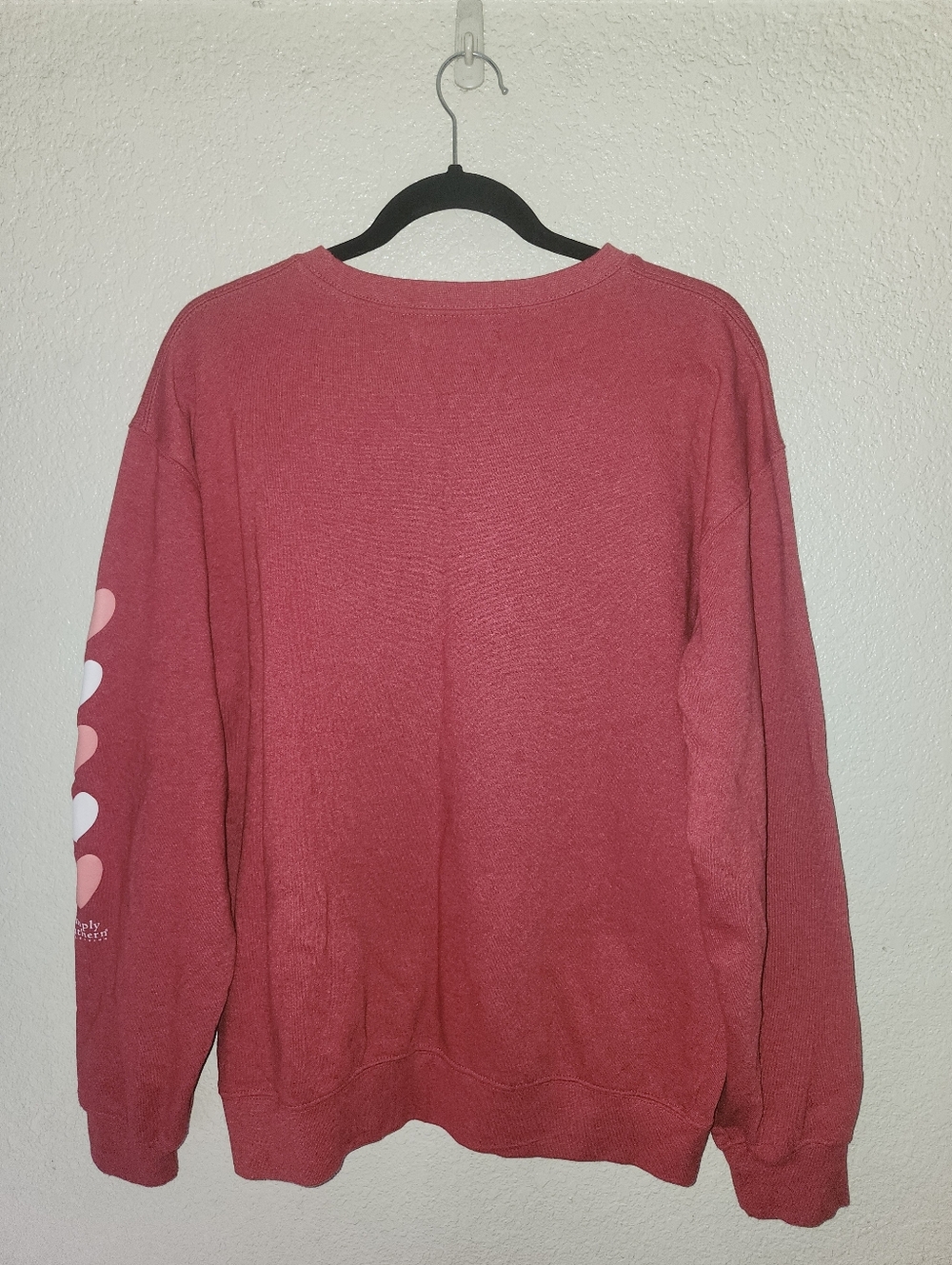 EUC Simply Southern "Be Mine🐻🩷🤍Valentine Crewneck Sweatshirt" Red❤️ Sz XS-S - Picture 12 of 12